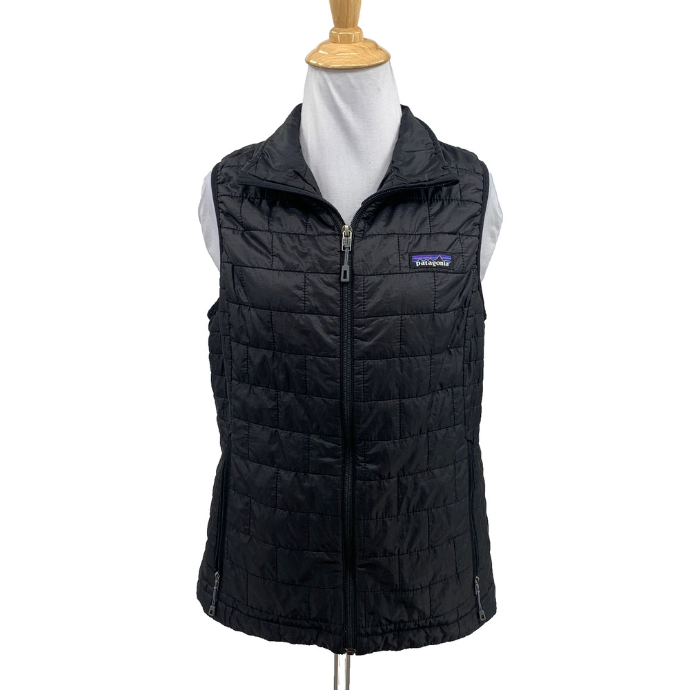 Patagonia Vest Womens M Medium Black Nano Puff PrimaLoft Zip Sleeveless *LOGO